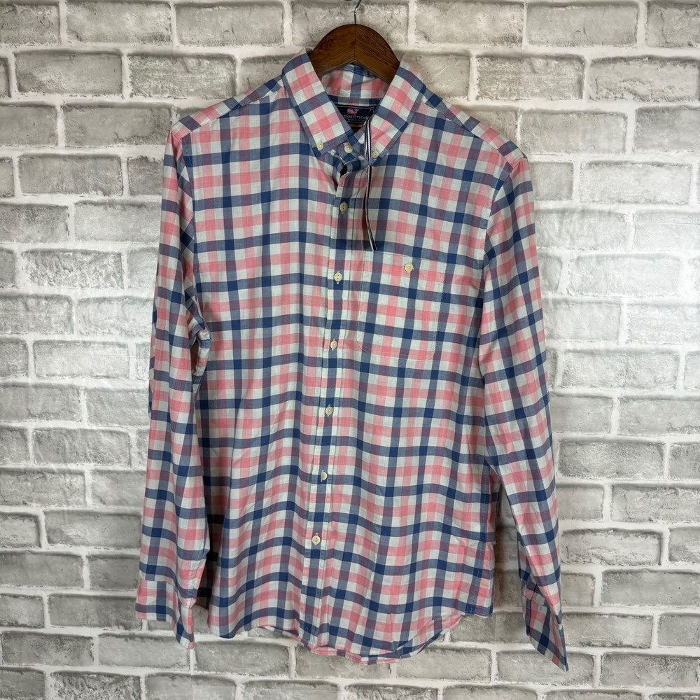 Vineyard Vines Mens Slim Longshore Shirt M Lobster Reef Plaid 1W010223-2271 NWT